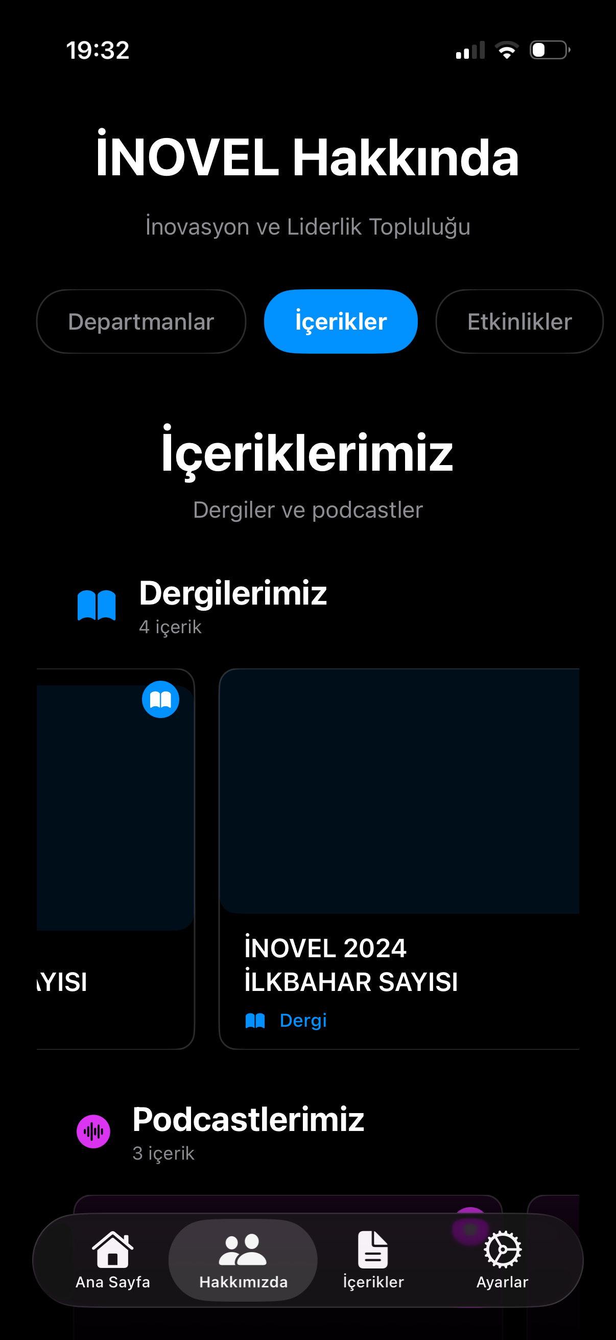 Departmanlar ve Hızlı Erişim