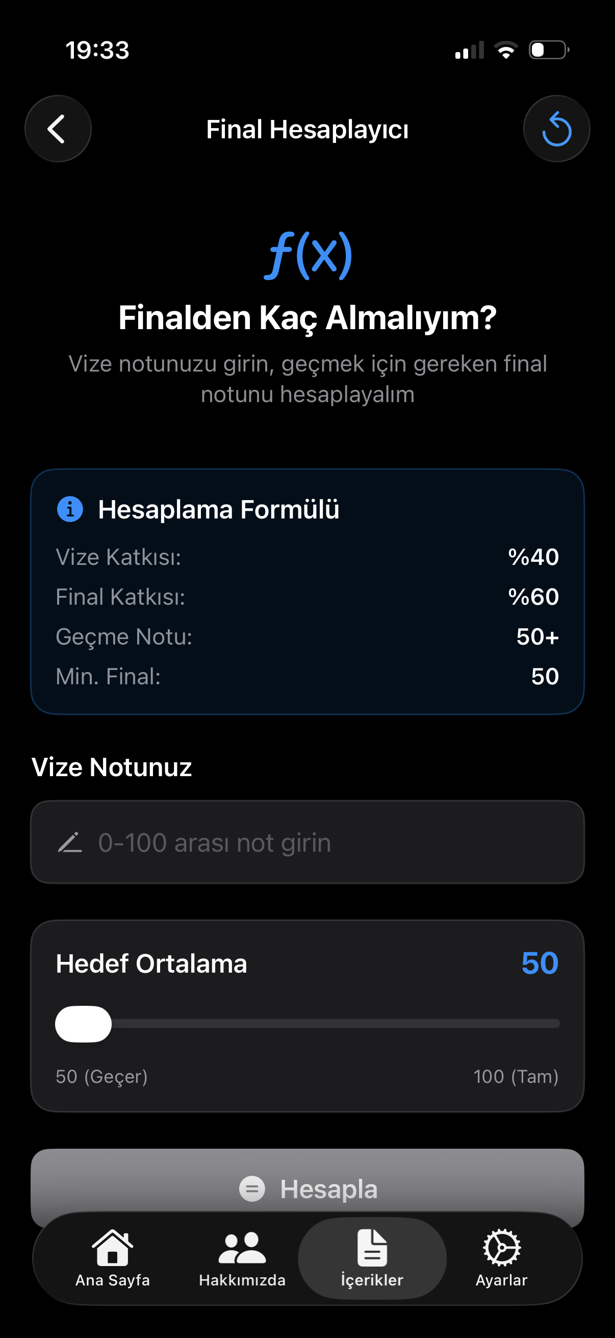Vize & Final Hesaplayıcı